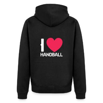 Handball - Unisex Premium Organic Zip Hoodie - black - Back - Nico (187cm)