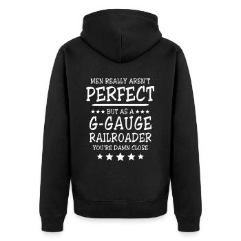 Gartenbahn Perfekt Garteneisenbahn Spur G - Unisex Premium Bio Zip Hoodie - Schwarz - Hinten - Nico (187cm)