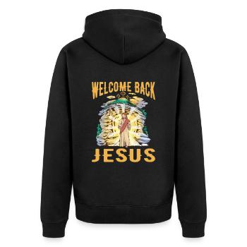 Christ Christianisme Grand - Veste à capuche bio Premium Unisexe - noir - Dos - Nico (187cm)