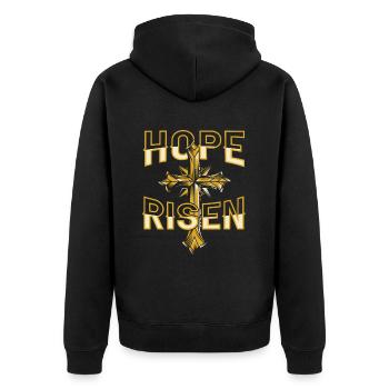 Christ Christentum - Unisex Premium Bio Zip Hoodie - Schwarz - Hinten - Nico (187cm)