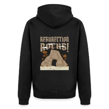 Christ Christentum Grab - Unisex Premium Bio Zip Hoodie - Schwarz - Hinten - Nico (187cm)