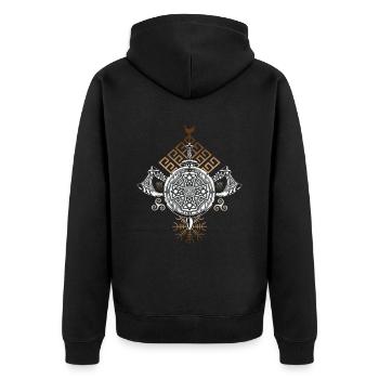 Rune de mythologie de l’arbre à hache viking - Veste à capuche bio Premium Unisexe - noir - Dos - Nico (187cm)