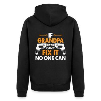If grandpa can't fix it - Unisex Premium Organic Zip Hoodie - black - Back - Nico (187cm)