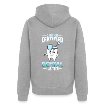 Technicien dentaire certifié - Veste à capuche bio Premium Unisexe - gris chiné - Dos - Nico (187cm)