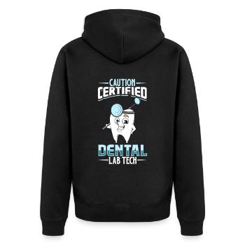 Certified Dental Technician - Unisex Premium Organic Zip Hoodie - black - Back - Nico (187cm)