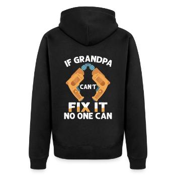 Wenn Opa Es Nicht Reparieren Kann - Unisex Premium Bio Zip Hoodie - Schwarz - Hinten - Nico (187cm)