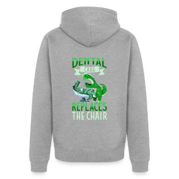 Les soins dentaires sont importants - Dino dentist - Veste à capuche bio Premium Unisexe - gris chiné - Dos - Nico (187cm)