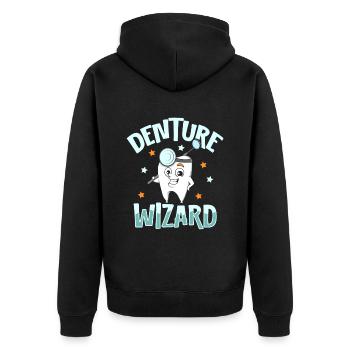 Dentition Wizard - Dentist - Unisex Premium Organic Zip Hoodie - black - Back - Nico (187cm)