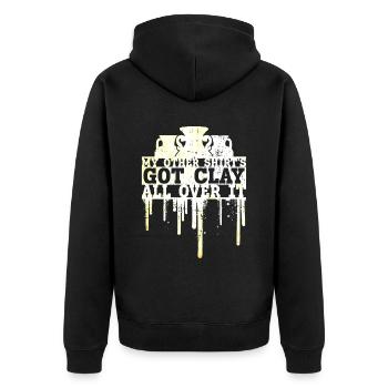 Mein anderes Hemd ist voll mit Lehm - Töpferin und - Unisex Premium Bio Zip Hoodie - Schwarz - Hinten - Nico (187cm)