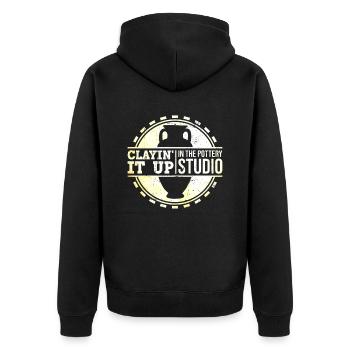 Clayin' It Up In The Pottery Studio - Töpfer - Unisex Premium Bio Zip Hoodie - Schwarz - Hinten - Nico (187cm)