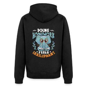 Hausaufgaben machen, fühlt sich nicht gut an - Unisex Premium Bio Zip Hoodie - Schwarz - Hinten - Nico (187cm)
