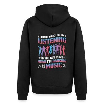 Mais dans ma tête, je danse sur la musique - Veste à capuche bio Premium Unisexe - noir - Dos - Nico (187cm)