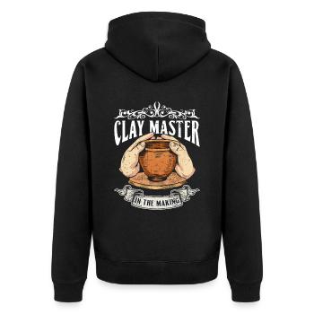 Töpfermeister in der Entstehung - Töpfer Keramik - Unisex Premium Bio Zip Hoodie - Schwarz - Hinten - Nico (187cm)
