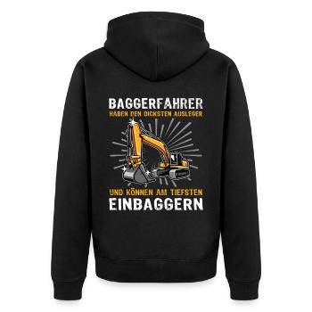 Bagger Baggerfahrer - Unisex Premium Bio Zip Hoodie - Schwarz - Hinten - Nico (187cm)