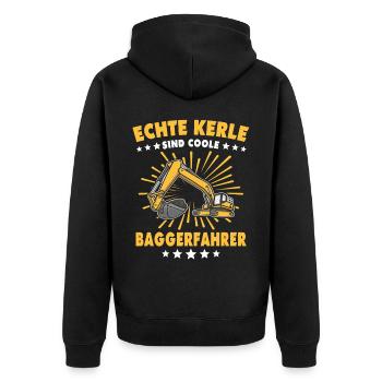 Bagger Baggerfahrer - Unisex Premium Bio Zip Hoodie - Schwarz - Hinten - Nico (187cm)