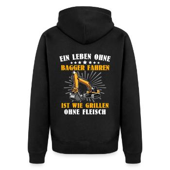 Bagger Baggerfahrer - Unisex Premium Bio Zip Hoodie - Schwarz - Hinten - Nico (187cm)