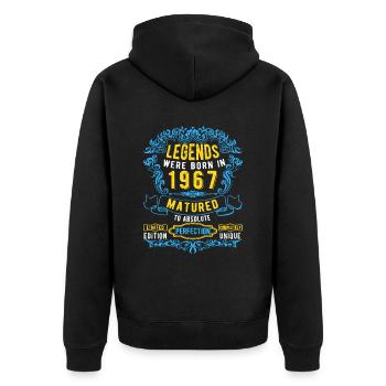 Les légendes sont nées en 1967 Anniversaire - Veste à capuche bio Premium Unisexe - noir - Dos - Nico (187cm)