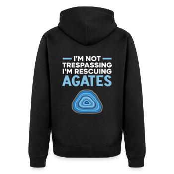 I'm not an intruder, I'm saving agates - Unisex Premium Organic Zip Hoodie - black - Back - Nico (187cm)