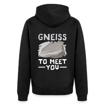 Gneiss to get to know Geology Stone collecting - Unisex Premium Organic Zip Hoodie - black - Back - Nico (187cm)
