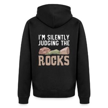 Je juge les rochers en silence Rassembler des rochers - Veste à capuche bio Premium Unisexe - noir - Dos - Nico (187cm)