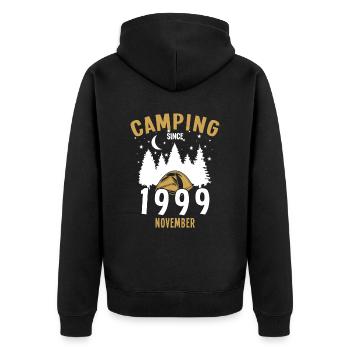 Anniversaire: Camping depuis novembre 1999 Zelten - Veste à capuche bio Premium Unisexe - noir - Dos - Nico (187cm)