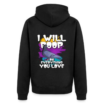 Taube - Unisex Premium Bio Zip Hoodie - Schwarz - Hinten - Nico (187cm)