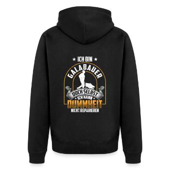 Galabauer nicht reparieren Landschaftsbauer - Unisex Premium Bio Zip Hoodie - Schwarz - Hinten - Nico (187cm)
