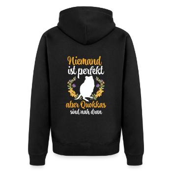 Quokka ist nicht perfekt Australien Beuteltier - Unisex Premium Bio Zip Hoodie - Schwarz - Hinten - Nico (187cm)