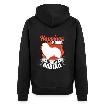 Bobtail makes you happy Old English Shepherd - Unisex Premium Organic Zip Hoodie - black - Back - Nico (187cm)
