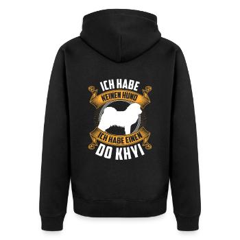 Ich habe einen Do Khyi Tibetmastiff Tibetdogge - Unisex Premium Bio Zip Hoodie - Schwarz - Hinten - Nico (187cm)