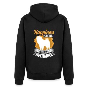 Ovcharka is lucky Caucasian Shepherd Dog - Unisex Premium Organic Zip Hoodie - black - Back - Nico (187cm)