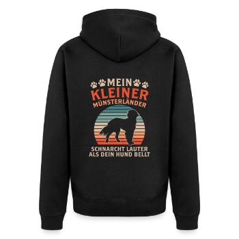 Mein Kleiner Münsterländer schnarcht lauter - Unisex Premium Bio Zip Hoodie - Schwarz - Hinten - Nico (187cm)