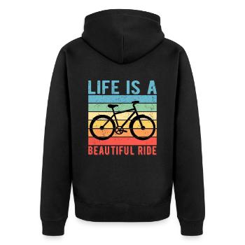 La vie cycliste à vélo est une belle balade - Veste à capuche bio Premium Unisexe - noir - Dos - Nico (187cm)