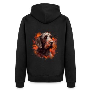 Deutsch-Drahthaar - Unisex Premium Bio Zip Hoodie - Schwarz - Hinten - Nico (187cm)