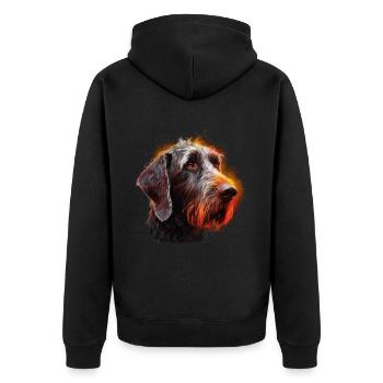 Deutsch-Drahthaar - Unisex Premium Bio Zip Hoodie - Schwarz - Hinten - Nico (187cm)