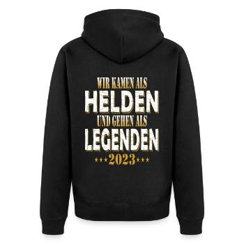 Abschluss 2023 Legende Schule Abschlussklasse - Unisex Premium Bio Zip Hoodie - Schwarz - Hinten - Nico (187cm)