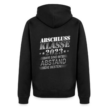 Schule Abschluss Abschlussklasse Geschenk - Unisex Premium Bio Zip Hoodie - Schwarz - Hinten - Nico (187cm)