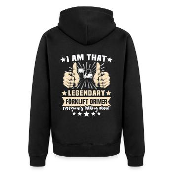 Stapler Gabelstapler - Unisex Premium Bio Zip Hoodie - Schwarz - Hinten - Nico (187cm)