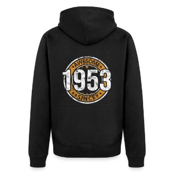 Awesome Since 1953 Retro Vintage Geburtstag - Unisex Premium Bio Zip Hoodie - Schwarz - Hinten - Nico (187cm)