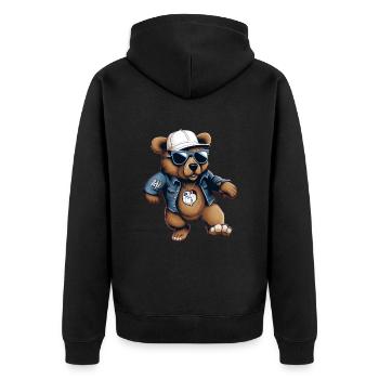 Streetstyle Bear Graffiti Kunst Streetart - Unisex Premium Bio Zip Hoodie - Schwarz - Hinten - Nico (187cm)