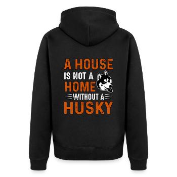 Une maison n’est pas une maison sans husky - Veste à capuche bio Premium Unisexe - noir - Dos - Nico (187cm)