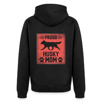 Proud Husky Mom - Unisex Premium Bio Zip Hoodie - Schwarz - Hinten - Nico (187cm)
