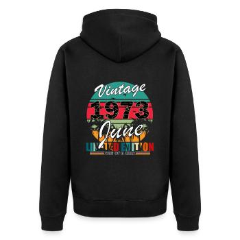 Date de naissance : juin 1973 né en juin 1973 - Veste à capuche bio Premium Unisexe - noir - Dos - Nico (187cm)