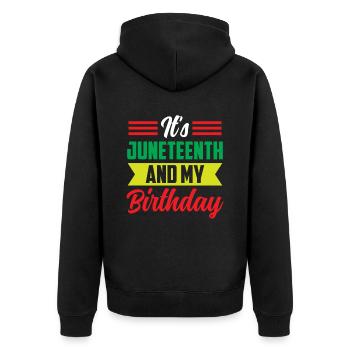 C’est Juneteenth et mon anniversaire noir 1865 - Veste à capuche bio Premium Unisexe - noir - Dos - Nico (187cm)