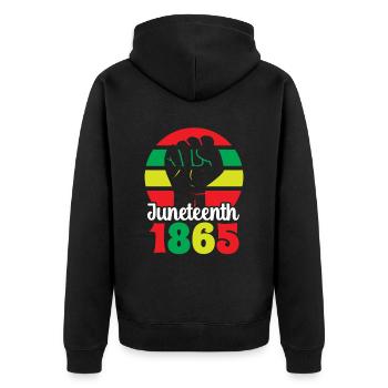 Juneteenth 1865 Afrika Black African American - Unisex Premium Organic Zip Hoodie - black - Back - Nico (187cm)
