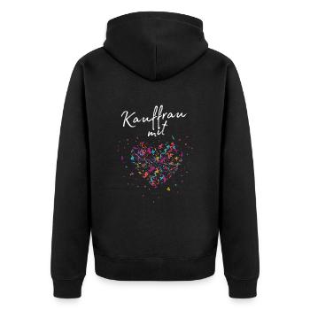Verkäuferin mit Herz Einzelhandel Kauffrau - Unisex Premium Bio Zip Hoodie - Schwarz - Hinten - Nico (187cm)