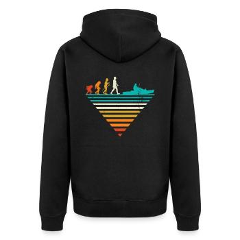 Human Evolution - Vintage Boating - Unisex Premium Organic Zip Hoodie - black - Back - Nico (187cm)