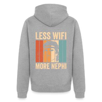 Lustiger Mormonen-Missionar LDS - Unisex Premium Bio Zip Hoodie - Grau meliert - Hinten - Nico (187cm)