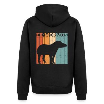 Ex Mormon Tapir Horse LDS Retro Exmo - Unisex Premium Organic Zip Hoodie - black - Back - Nico (187cm)