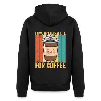 Lustiger Ex-Mormone LDS Exmo - Unisex Premium Bio Zip Hoodie - Schwarz - Hinten - Nico (187cm)